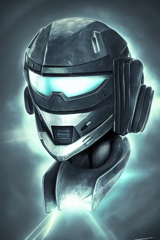 Image similar to robot ninja mask helmet halo master chief radiating a glowing aura global illumination ray tracing hdr fanart arstation by ian pesty and katarzyna da „ bek - chmiel