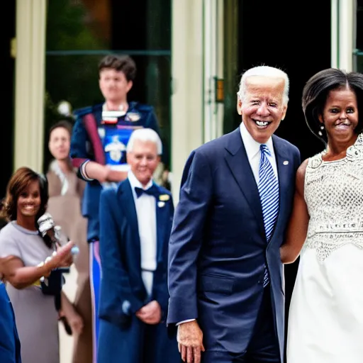Prompt: joe biden and barack obamas wedding, award winning wedding photography