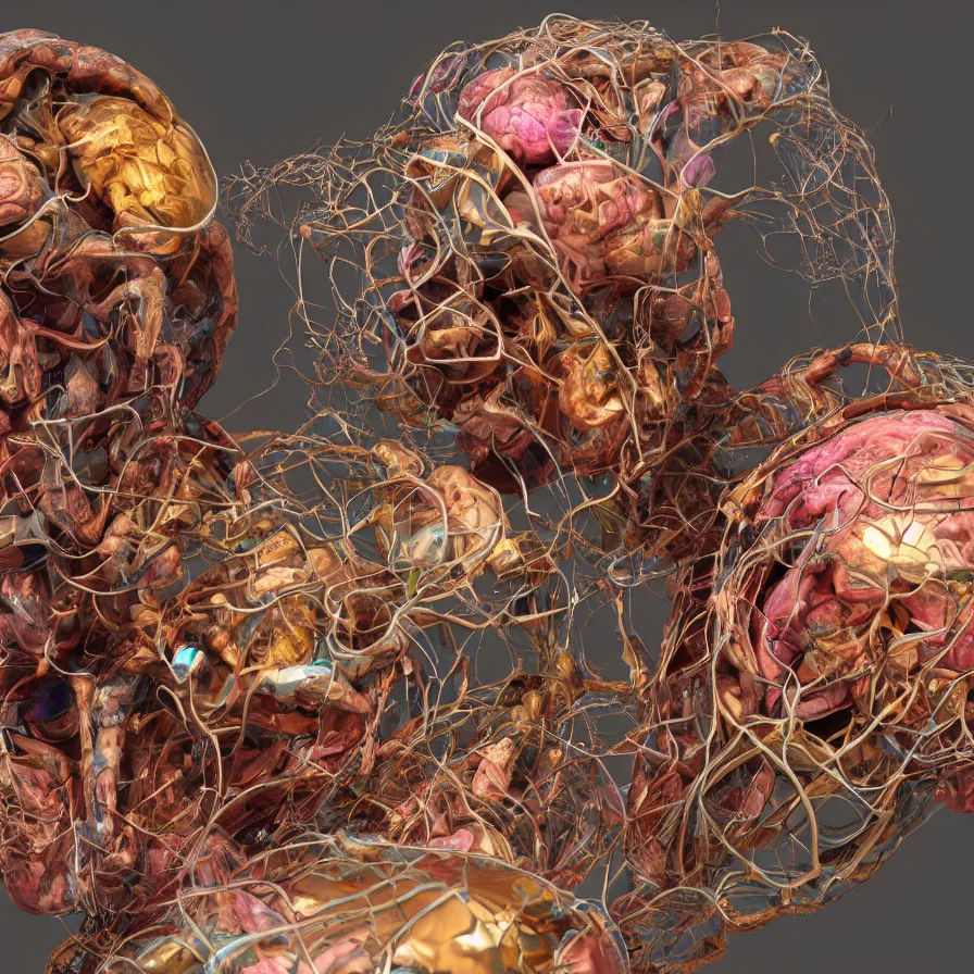 Prompt: 3 d model of anatomically correct human brain, unreal engine, photorealistic, octane render, colorful, disco elysium concept art