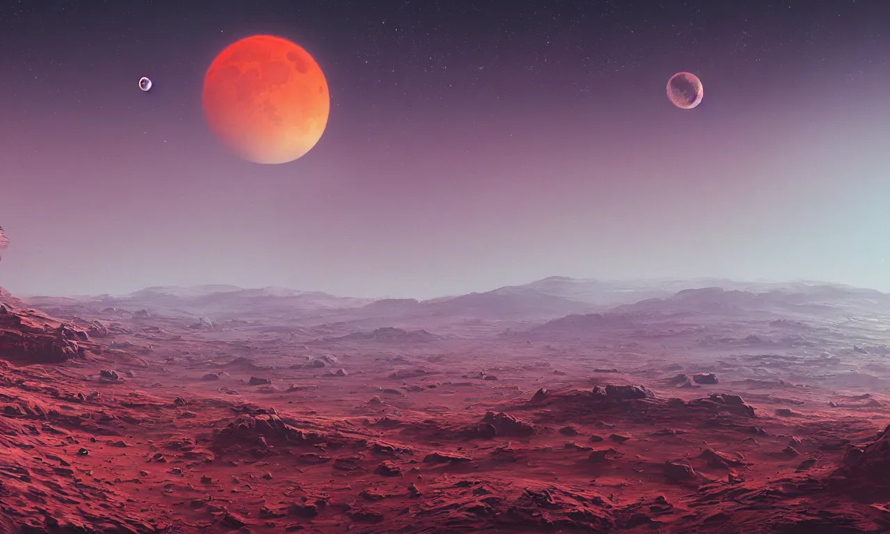 Image similar to mars and moon ground by alena aenami artworks in 4 k