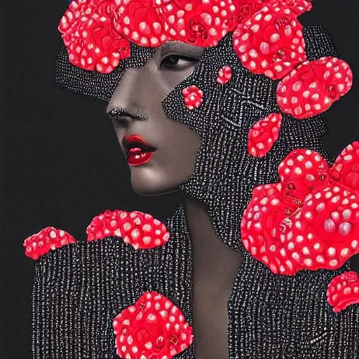 Image similar to detailed concept art painting art deco pattern black diamonds + red flowers and diamonds by hsiao - ron cheng, no humans, bizarre compositions, exquisite detail