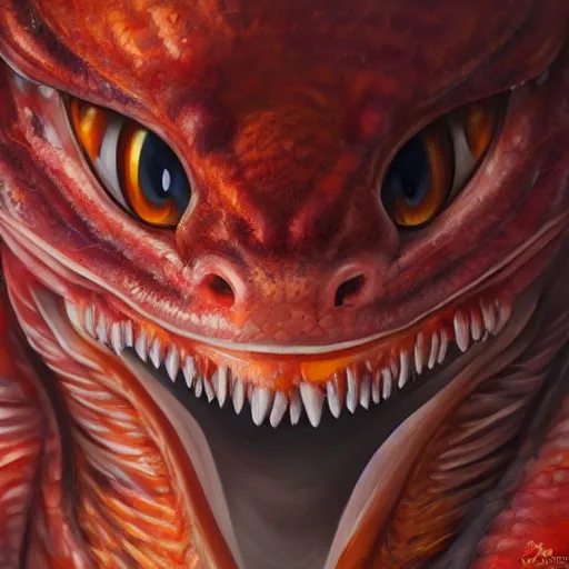 Image similar to highly realistic charmeleon, oil on canvas, intricate, portrait, 8 k highly professionally detailed, hdr, cgsociety