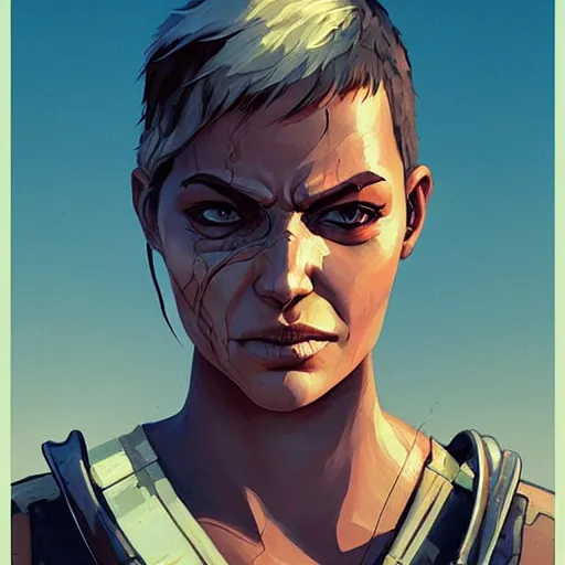 Image similar to face icon stylized minimalist mad max : fury road, loftis, cory behance hd by jesper ejsing, by rhads, makoto shinkai and lois van baarle, ilya kuvshinov, rossdraws global illumination