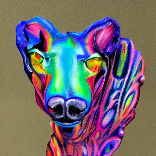 Prompt: painting of a psychedelic animal sculpture