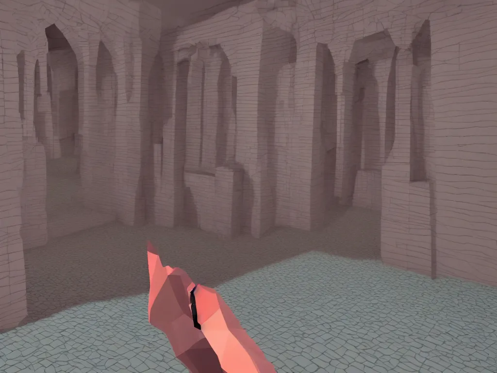 Image similar to Suspiria as a PS1 third person video game, low poly