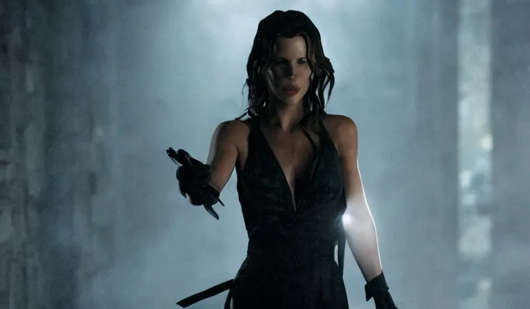 Prompt: movie still of Kate Beckinsale in Vampire: the Masquerade the Movie, 4k cinematic quality, bluray image