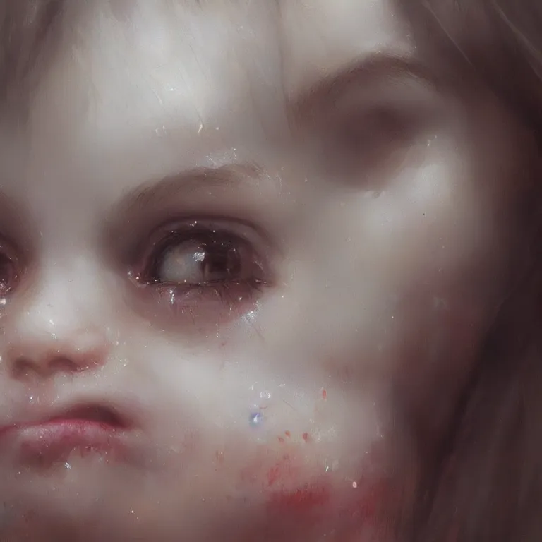 Prompt: close up of a crying girl with pretty eyes by ruan jia and mandy jurgens and artgerm and william - adolphe bouguerea, highly detailed, trending on artstation, award winning,