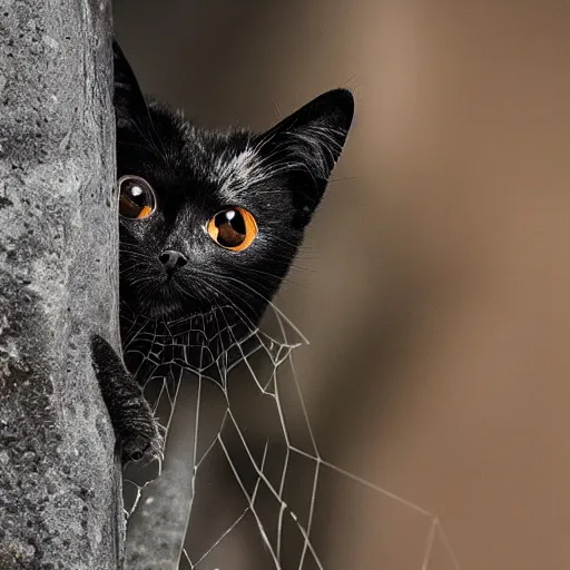 Image similar to a spider with a cat's head, photography