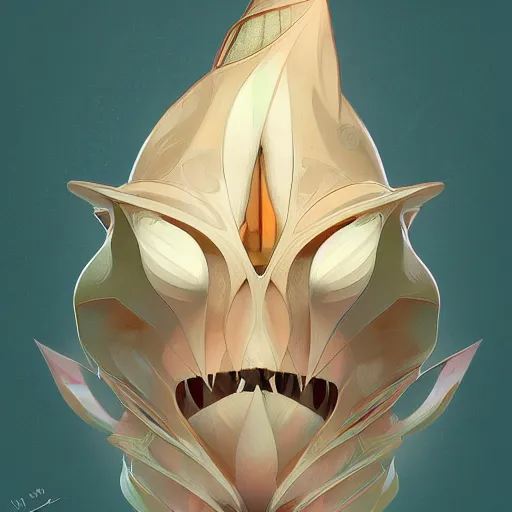 Prompt: cone shark - ron cheng & alphonse mucha, highly detailed, digital painting, ray tracing, concept art, illustration, smooth sharp focus, intricate, symmetry, artstation,