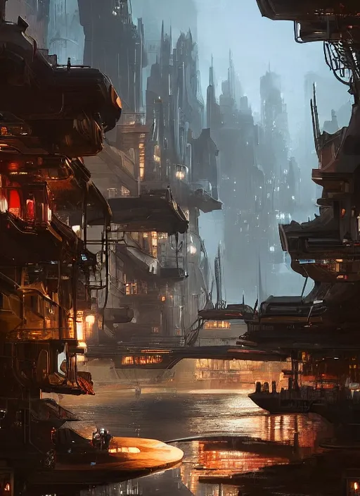 Prompt: portrait, futuristic river town. Dramatic lighting, cinematic, establishing shot, extremely high detail, photo realistic, post processed, artstation, matte painting, style by eddie mendoza, raphael lacoste, alex ross