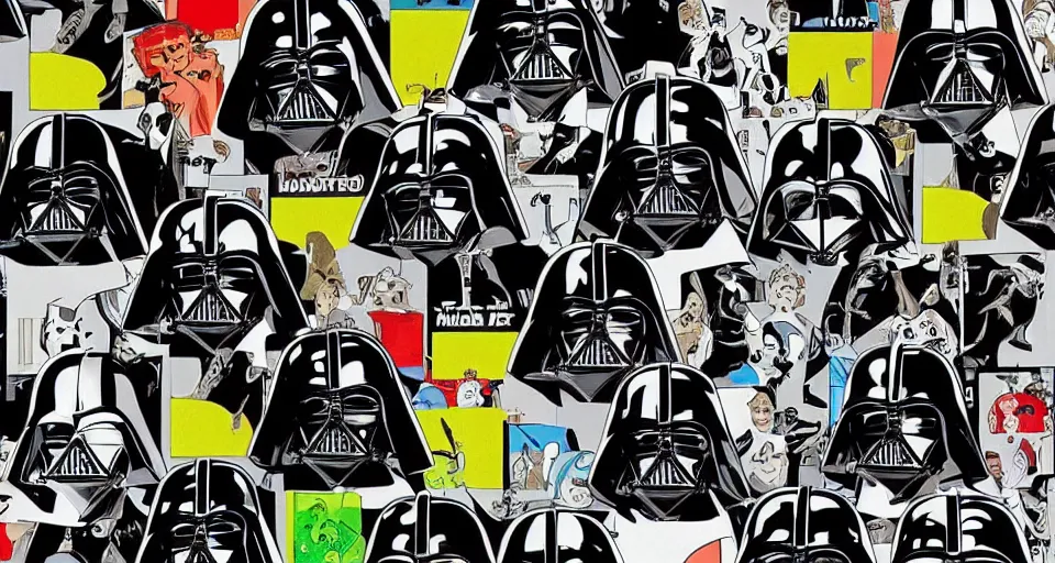 Prompt: darth vader caricature, magic eye style poster