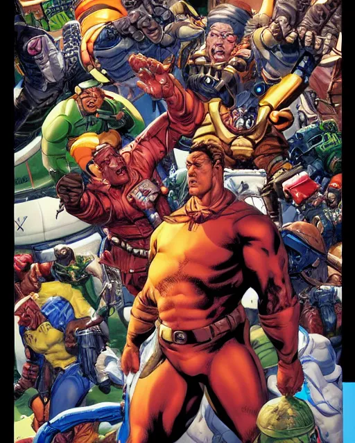 Image similar to big daddy comic panel / graphic art / 8 k uhd resolution / character, movement, face details, dynamic movement, dynamic posse details / 8 k uhd style alex ross, don lawrence's, jamal campbell, bilquis evely, akira hiramoto, barry windsor - smith and russel dauterman