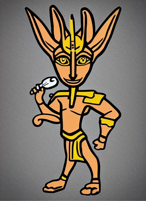 Prompt: a cute anubis god, digital art, iconic icon, 2 d vector logo, cartoon