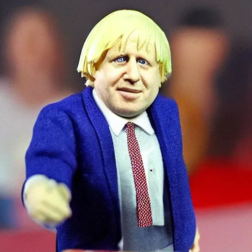 Image similar to Boris Johnson action figure, in its package