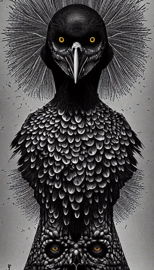 Prompt: epic professional digital art of crow that is a human by dan hillier and julia deville