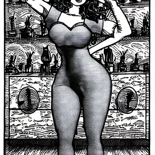 Image similar to Kaitlyn Michelle Siragusa, better known as Amouranth, by R. Crumb