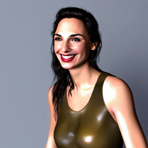 Image similar to Italian Gal Gadot smiling, realistic, photo studio, HDR, 8k, trending on artstation