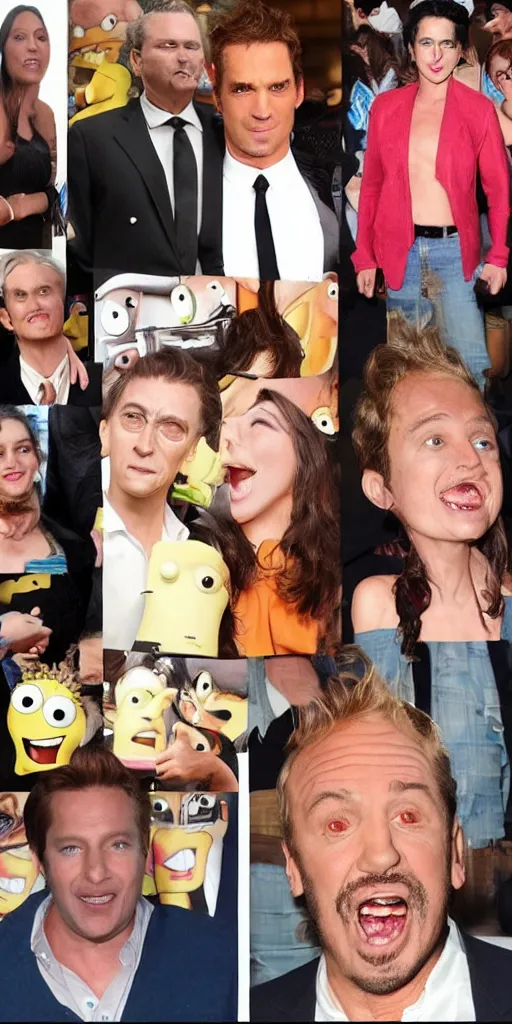 Image similar to Cinema celebrities looking like sponge bob.