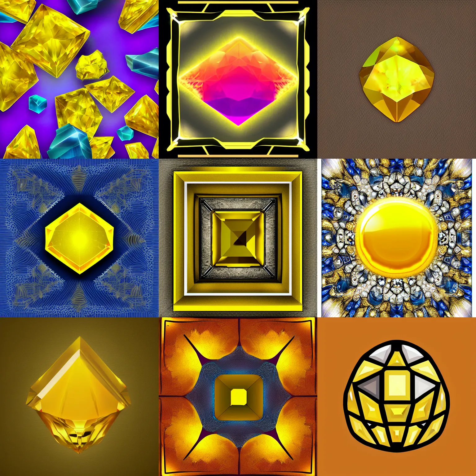 Prompt: yellow gemstone, crystal, digital art, icon