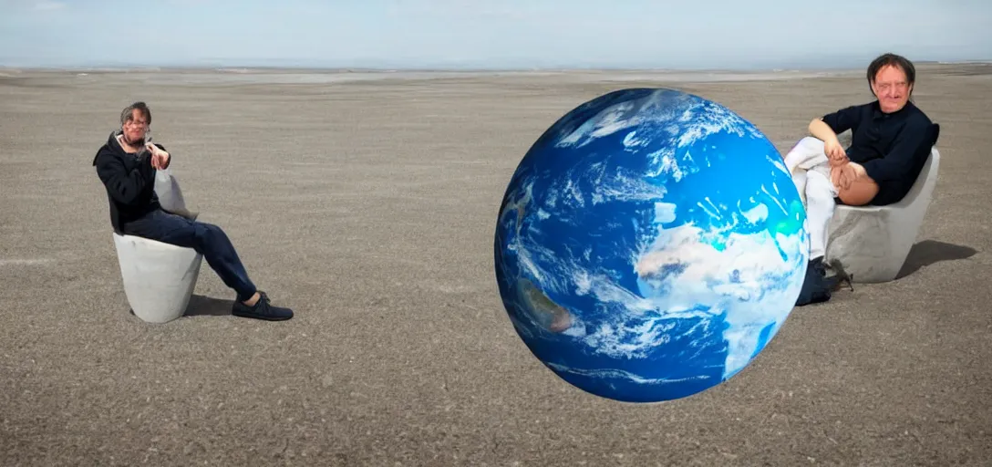 Prompt: Flat Earth sitting on a Round Earth