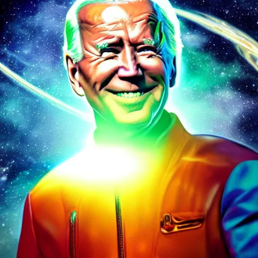Prompt: joe biden as a space god, realistic, high resolution, rich colors, cinematic,