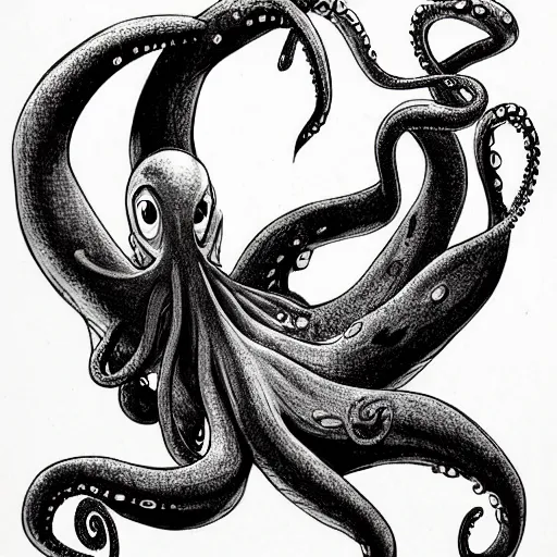 Image similar to a cartoon character of a human - octopus, character - portrait, deviantart, sots art, lovecraftian, grotesque, creepypasta, by glen keane, disney