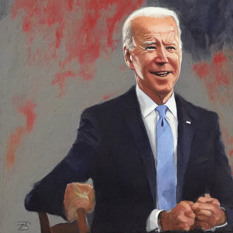 Prompt: Joe Biden, painted by zdzislaw besksinski