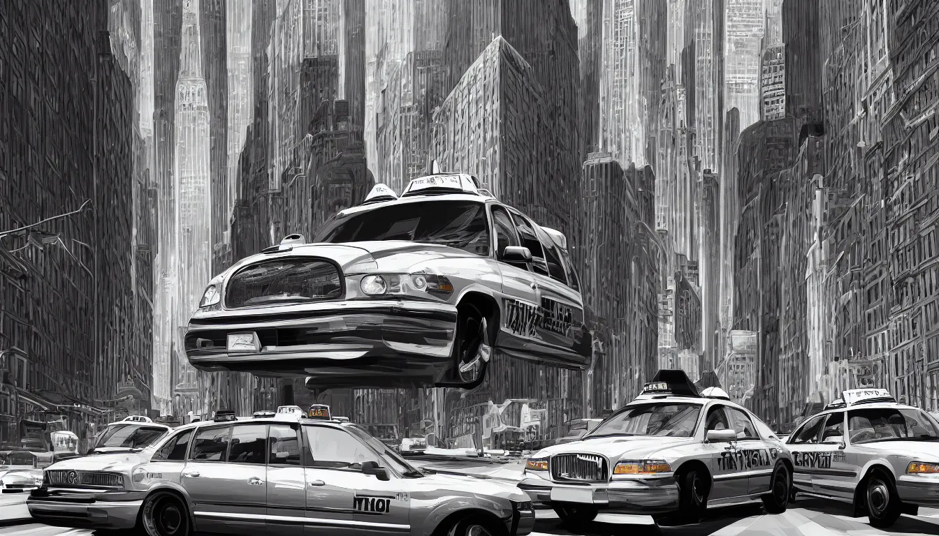 Image similar to chrome new york taxi, trending on artstation