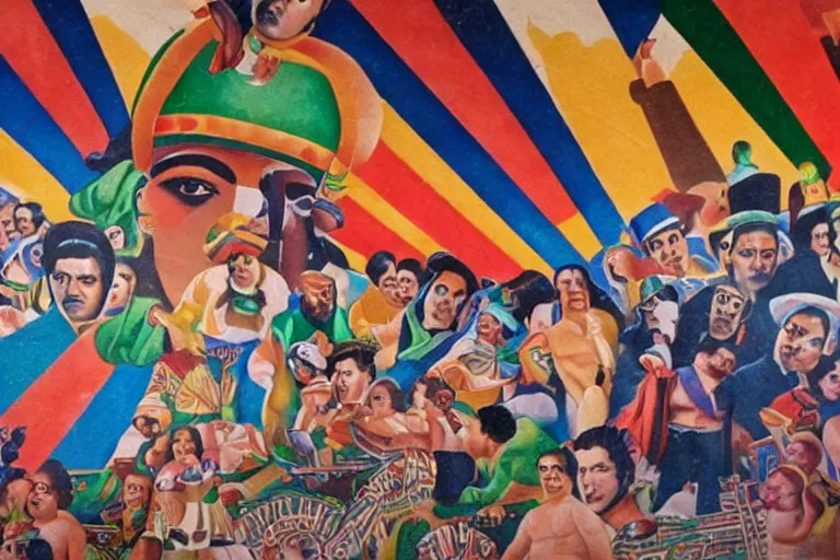 Prompt: innovative nft social media platform in the style of mexican muralism