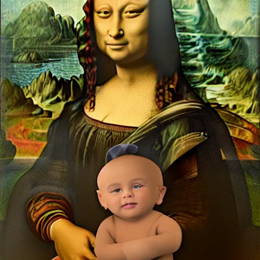 Image similar to dwayne the rock johnson in the mona lisa