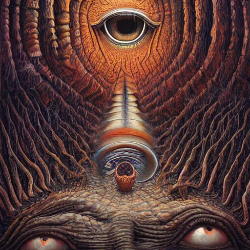 Image similar to her eyes wide by jacek yerka, alex gray, zdzisław beksiński, dariusz zawadzki, jeffrey smith and h.r. giger, oil on canvas, 8k highly professionally detailed, trending on artstation