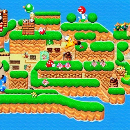 Image similar to beautiful super mario world