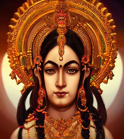 Prompt: portrait of hindu goddess, hindu concept art, cgsociety, octane render, trending on artstation, artstationHD, artstationHQ, unreal engine, 4k, 8k