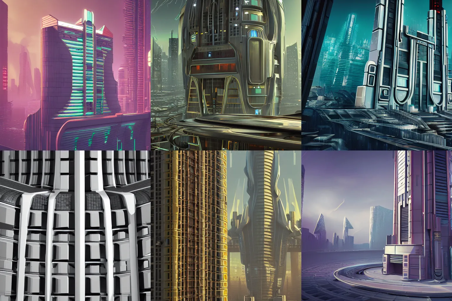 Prompt: futuristic art deco cyberpunk building, 4k, high detail