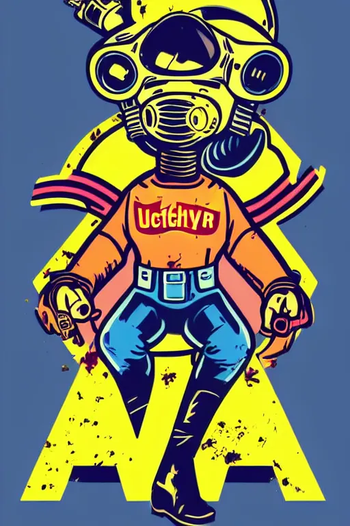 Image similar to fallout 7 6 retro futurist illustration art by butcher billy, sticker, colorful, illustration, highly detailed, simple, smooth and clean vector curves, no jagged lines, vector art, smooth andy warhol style