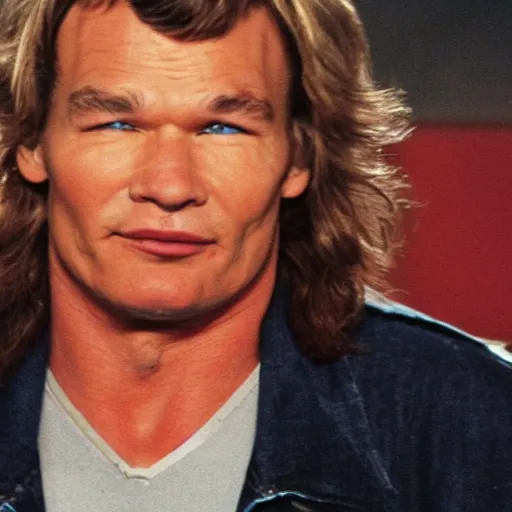 Image similar to fatrick swayze his eye is lazy things are hazy