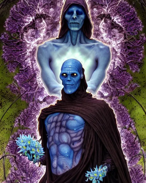 Prompt: the platonic ideal of flowers, rotting, moss, insects, pearls and praying of cletus kasady ultimate carnage thanos dementor doctor manhattan chtulu nazgul davinci, detailed, intricate, hyperrealism, cinematic composition, intense, scary, decay, dmt, art by brock hofer and artgerm and greg rutkowski and alphonse mucha