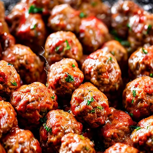 Image similar to raining meatballs, professional photography