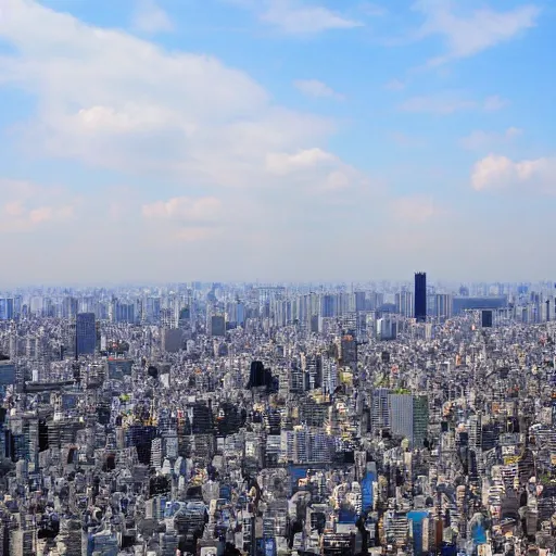 Prompt: tokyo 9 0 years in the future with the city densely populated with buildings as far as the eye can see