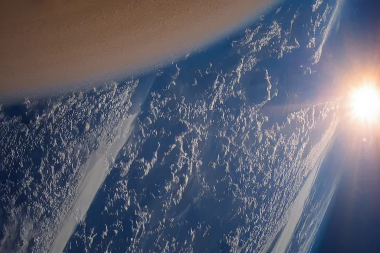 Image similar to photo of sun on earth horizon from the international space station