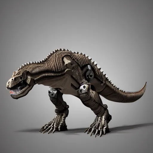 Image similar to anthro mechanical t-rex, photorealistic