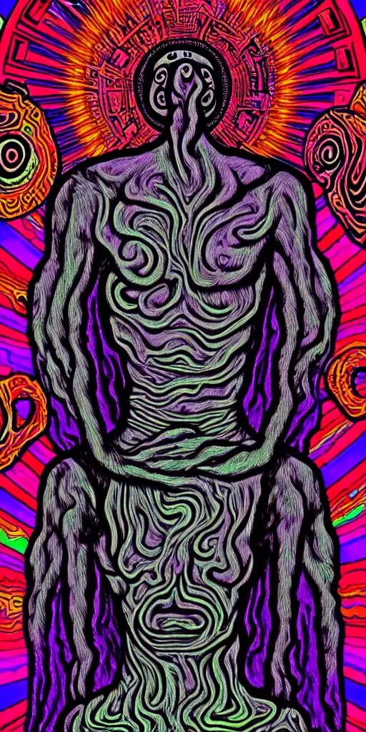 Image similar to god of psychedelics, faceless figure