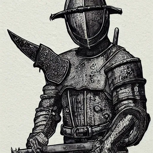 Prompt: medieval executioner holding an axe, high details, intricately detailed, by vincent di fate, inking, 3 color screen print, masterpiece, trending on artstation,, sharp, details, hyper - detailed, hd, 4 k, 8 k