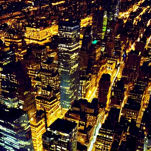 Prompt: a aesthetic beautiful photo of new york city at night from the ground