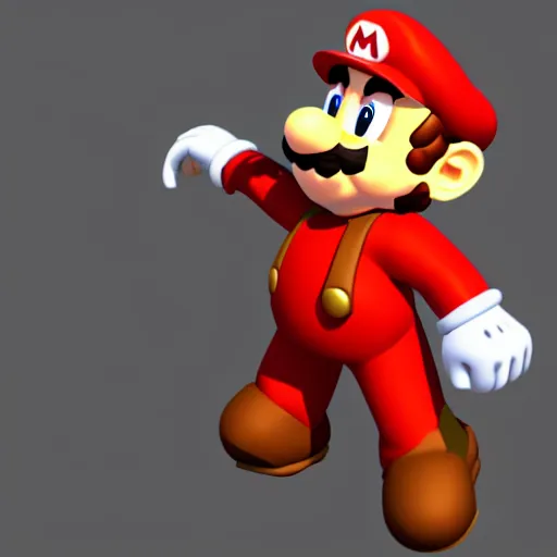 Prompt: low poly model of mario