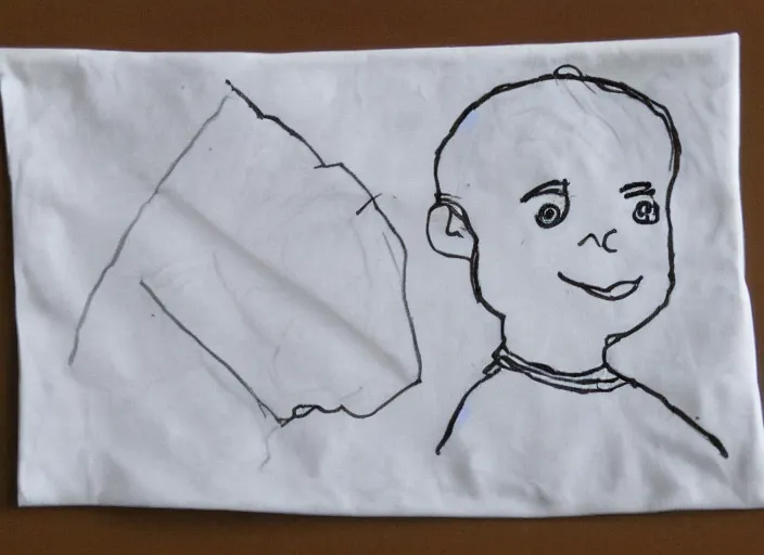 Prompt: an ms paint children's drawing doodled on a napkin by michelangelo