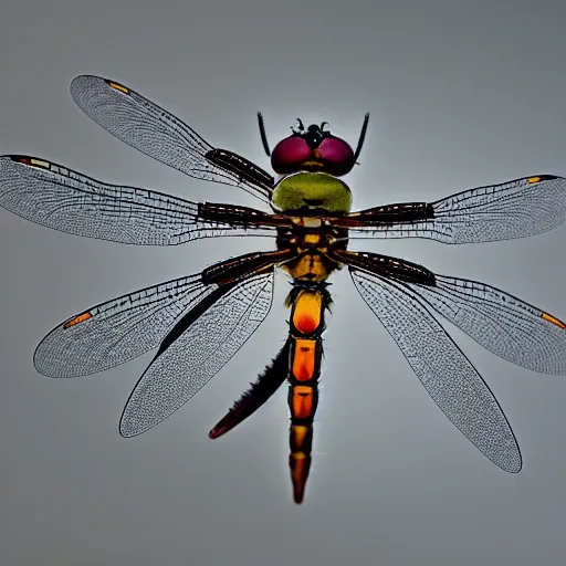 Image similar to wildlife photography of a weaopnised mechanical dragonfly, macro photography
