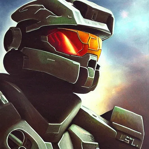 Image similar to halo 3 1 9 7 0 s scifi style detailed painting