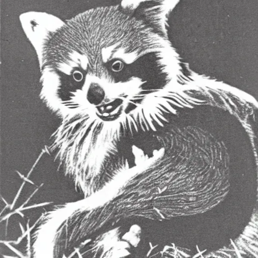 Image similar to red panda on a propaganda poster, world war, germany, circa 1 9 3 9, stencil