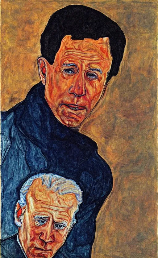 Prompt: painting of a sad Joe Biden by Egon Schiele